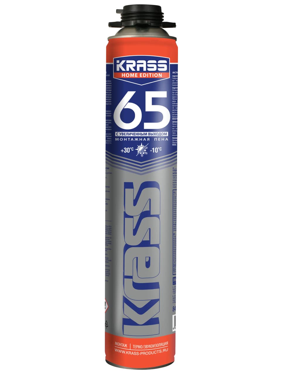 Пена монтажная KRASS Home Edition 65 пистолетная всесезонная
